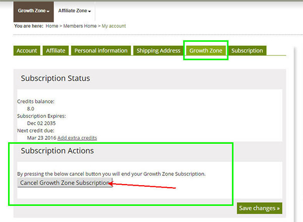 Cancel Growth Zone Subscription