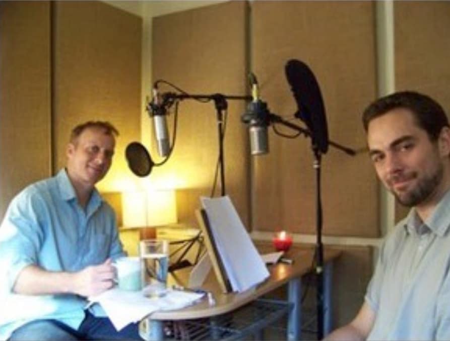 Mark and Joe recording audio for the online Precision Hypnosis course